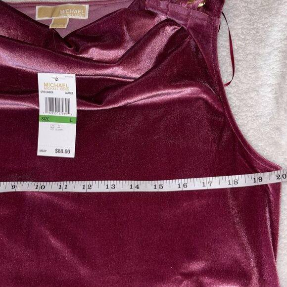 NWT Michael Kors lilac velour tank top with draped cowl front. Sz large. - Picture 11 of 11
